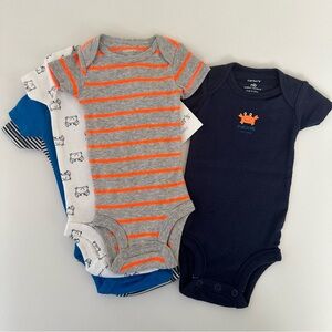Carter’s Newborn Baby Boy Crab 5-pk Bodysuits Nautical NWT Blue Whale Orange